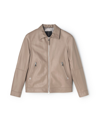 【超美品】阪急メンズ別注 EMMETI エンメティ H アッカ ベージュ EMMETI - H UOMO アッカ ウォモ ラムレザー ライダース