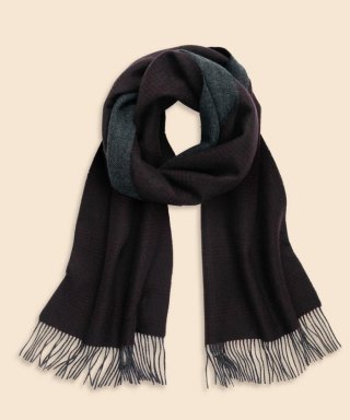 カシミヤ グレンプラッド／ヘリンボーン ダブルフェイス マフラー