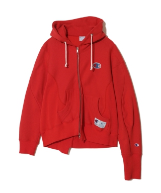 11.5ozCP裏毛ﾋﾞｰｽﾞ刺繍ｱｼﾝﾒﾄﾘｰ切替ZIPPK【Champion】　UC2E1802-1