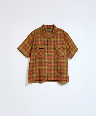 OPEN COLLAR SHIRT HEMP CHECK　80520011009