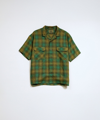 OPEN COLLAR SHIRT HEMP CHECK　80520011009