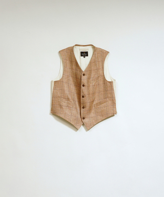 RANCH WORKER VEST HEMP LINEN CHECK　80520470900