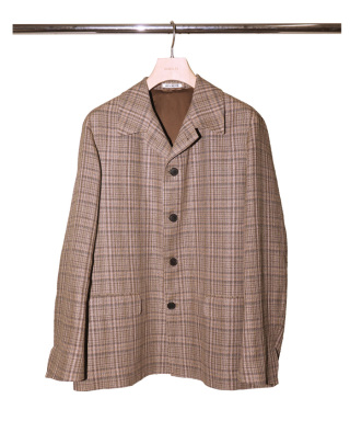 SILK LINEN NEP CHECK JACKET A26SJ01SN