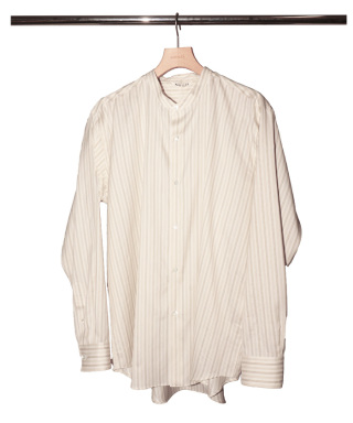 COTTON SILK STRIPE STAND COLLAR SHIRT A26SS02CS