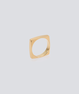 Square 3D Ring with  Hair Line -Gold- XOR105G