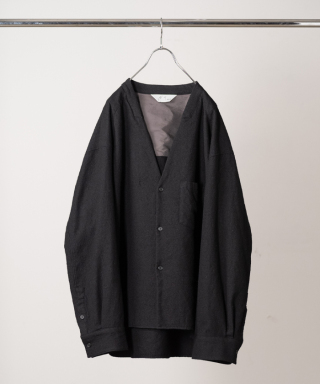 SHRINK WOOL NO-COLLAR TAILORED SHIRT　ANC-SH104