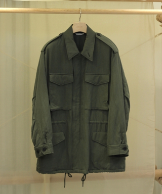 BRUSHED SILK LINEN SATIN PADDED MILITARY BLOUSON　A26AB01SS