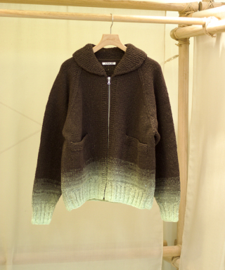 WOOL LOW-GAUGE KNIT ZIP COWICHAN　A26AC01GR