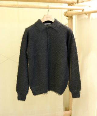 BRUSHED SUPER KID MOHAIR KNIT POLO　A26AP01KM