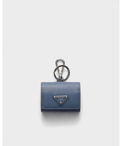 PRADA キーチェーン付 サフィアーノレザー イヤフォンケース キーチェーン付 サフィアーノレザー イヤフォンケース