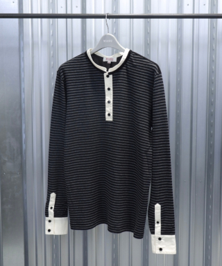 OPPOSITE WAFFLE STRIPE PULLOVER SHIRT　M26H9CS006