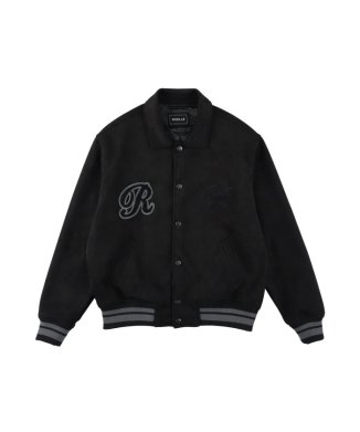 Faux Suede R Patch Bomber Jacket (EW-JK-BLK-0011L)
