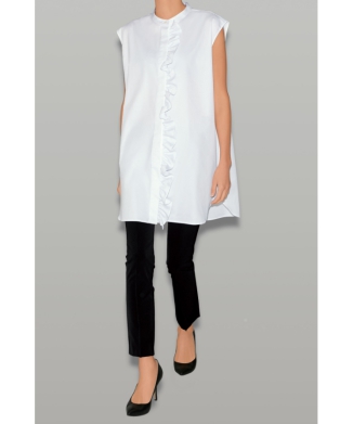 ノースリーブフロントフリルコットンブラウス