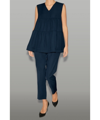 ノースリーブVネックボリュームブラウス