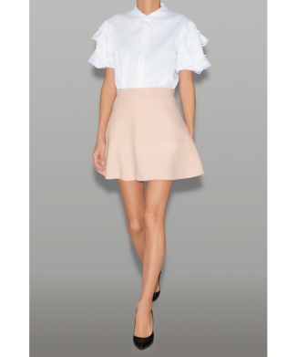 ラッフルトリムスリーブコットンブラウス