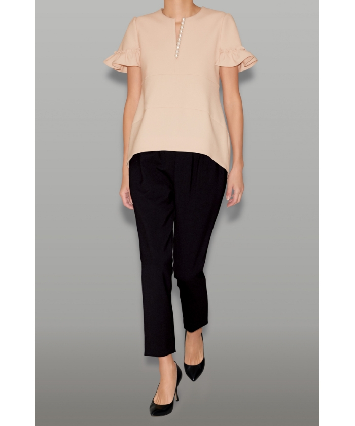 ギャザースリーブパールスリットラインブラウス(P25DB010)｜阪急百貨店