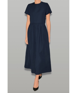 ハーフスリーブウエストタックバックボウドレス