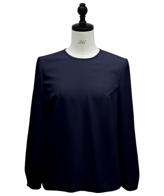 ラウンドネックブラウス(ネイビー)