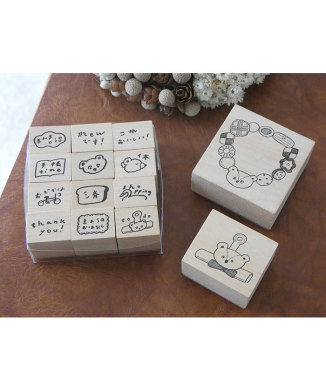 【トビマツショウイチロウ】手帳スタンプpetit12個/クマのクリップスタンプ/クマとクッキーのリース スタンプ3種セット
