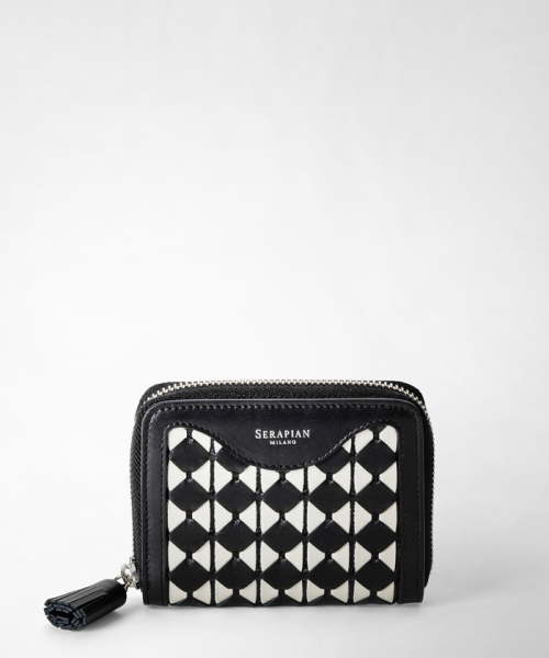 SERAPIAN モザイコ スモールジップウォレット Black/Off White F