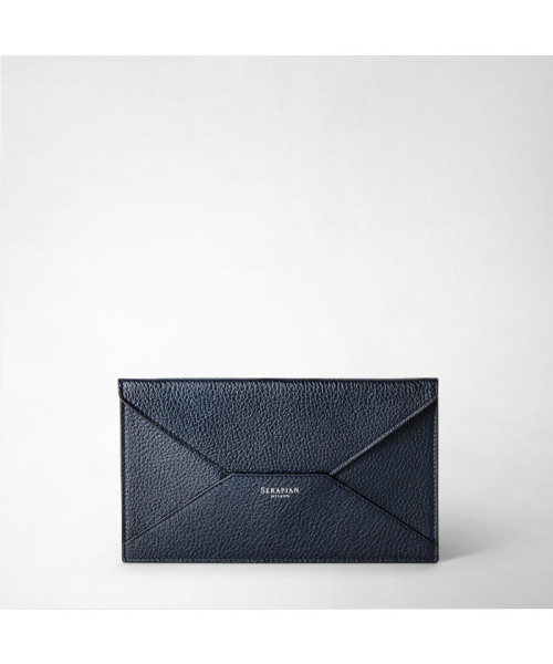 SERAPIAN カシミヤレザー マスクポーチ ブルー F