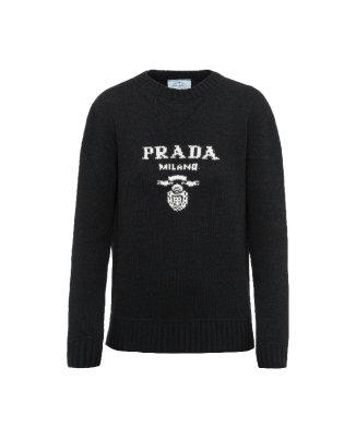 【PRADA】PRADAロゴ カシミア×ウール クルーネック セーター