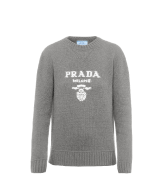 【PRADA】PRADAロゴ カシミア×ウール クルーネック セーター