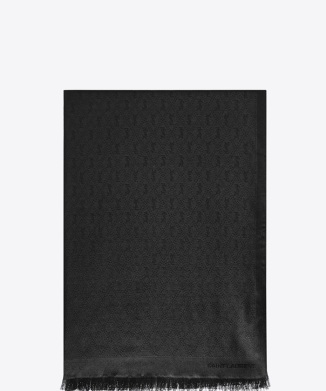 【SAINT LAURENT】モノグラム オールオーバー スカーフ(シルク＆ウールジャカード)