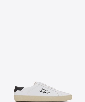 【SAINT LAURENT】コート クラシック SL/06 スニーカー(オプティックホワイト/レザー/ブラック刺繍)