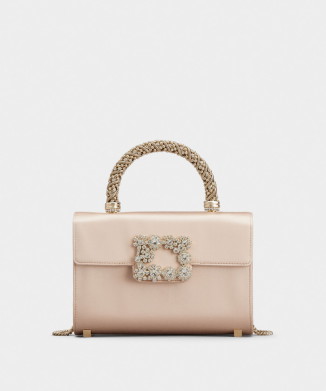 「フラワー ストラス」ジュエル バックル サテン クラッチ ミニ