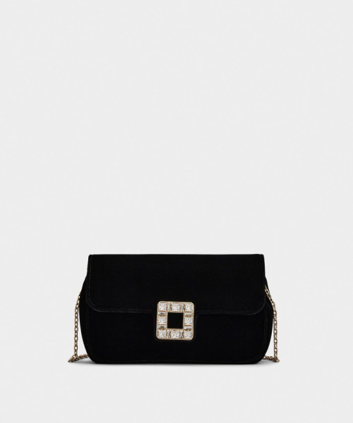 RogerVivier 「ジュ ドゥ フィーユ」ストラス バックル ベルベット クラッチ ブラック F RogerVivier 「ジュ ドゥ フィーユ」ストラス バックル ベルベット クラッチ ブラック F