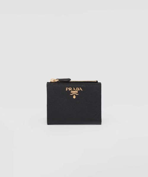 PRADA サフィアーノマルチカラー 財布 ブラック/ピンク TU PRADA サフィアーノマルチカラー 財布 ブラック/ピンク TU