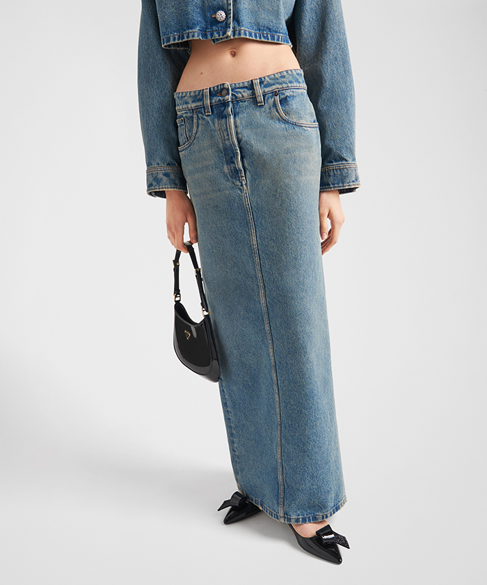 PRADA＊Denim maxi-skirt デニム マキシスカート＊送料込 デニムスカート マキシ PRADA(プラダ) スカート(レディース