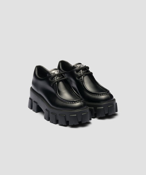 Prada モノリス レースアップ シューズ | ブラック | FARFETCH JP