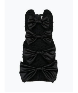 BUSTIER GUIPURE LACE CORSET DRESS WITH TAFFETA BOWS
