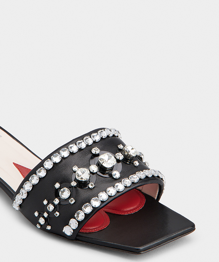 [Roger Vivier] ストラスヒールディスコミュール (ナッパレザー) ストラス ヒール ディスコ ナッパレザー ミュール(X243K021