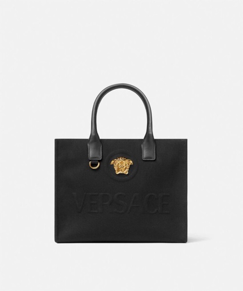 VERSACE ラ メドゥーサ スモール キャンバス トート バッグ ブラック ONESIZE VERSACE ラ メドゥーサ スモール キャンバス トート バッグ ブラック ONESIZE