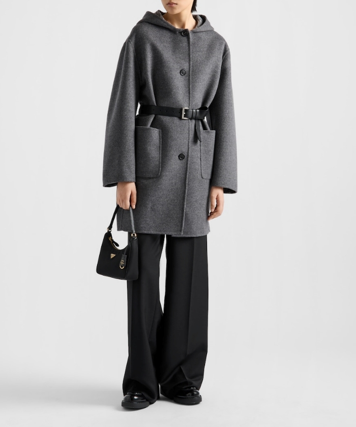 プラダ ブラック Re-Nylon & Saffiano ショッピングバッグ Black Re-nylon And Saffiano Leather Shoulder Bag | PRADA
