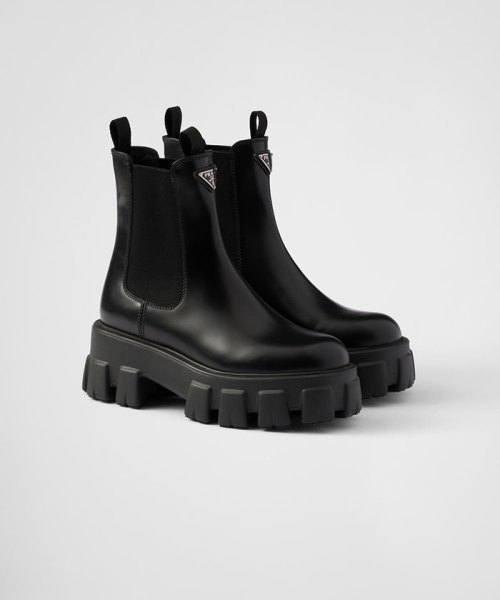 PRADA プラダ モノリス ブラッシュドレザー チェルシーブーツ ブラック 36 PRADA プラダ モノリス ブラッシュドレザー チェルシーブーツ ブラック 36