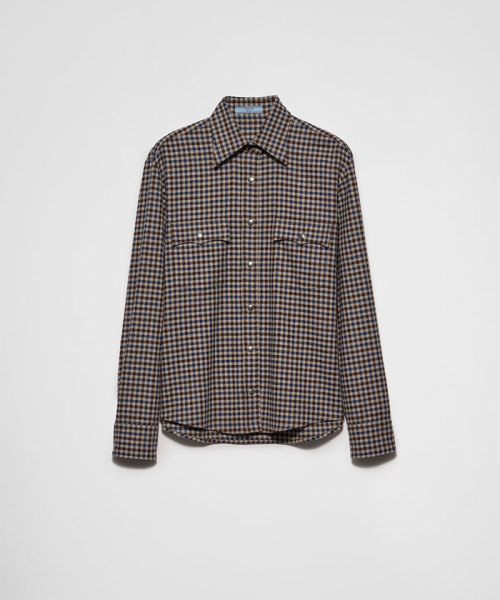 PRADA ウール シャツ ダークブラウン 38 PRADA ウール シャツ ダークブラウン 38