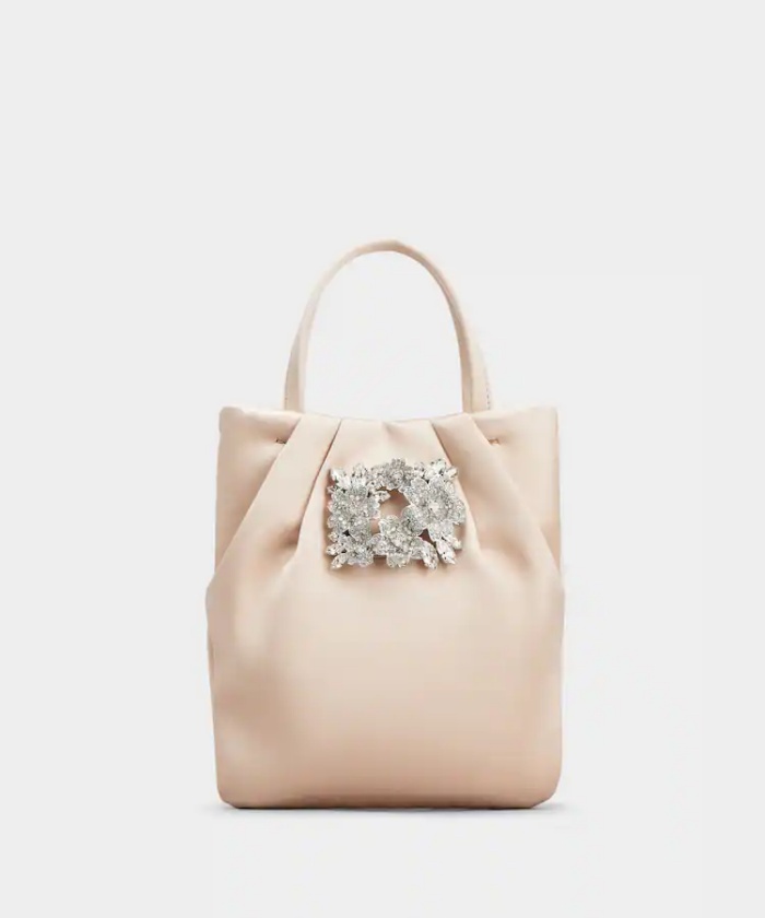 関税無】 ROGER VIVIER エフロレッセンス マイクロサテンバッグ ブラック Woman ジュエル エフロレッセンス サテン バッグ ミニ