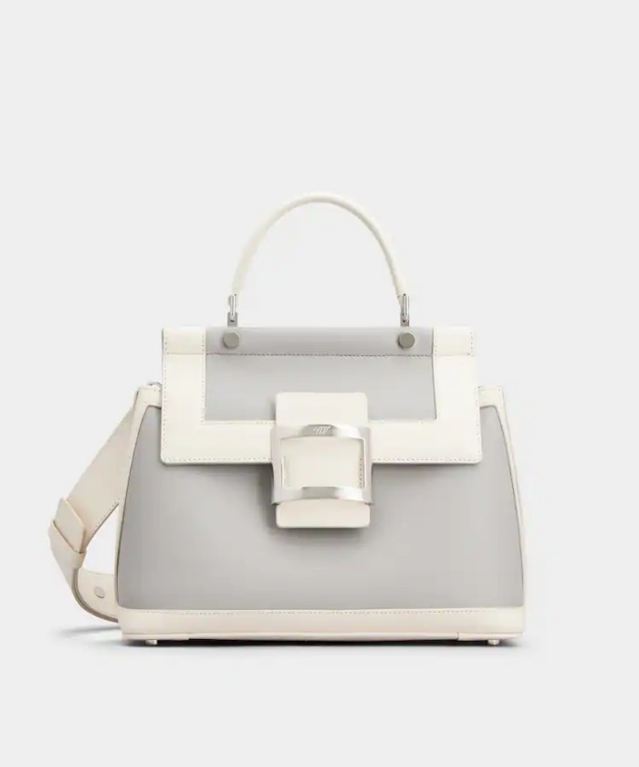ヴィヴ カバ バイカラー メタル バックル レザー バッグ ヴィヴ カバ バイカラー メタル バックル レザー バッグ