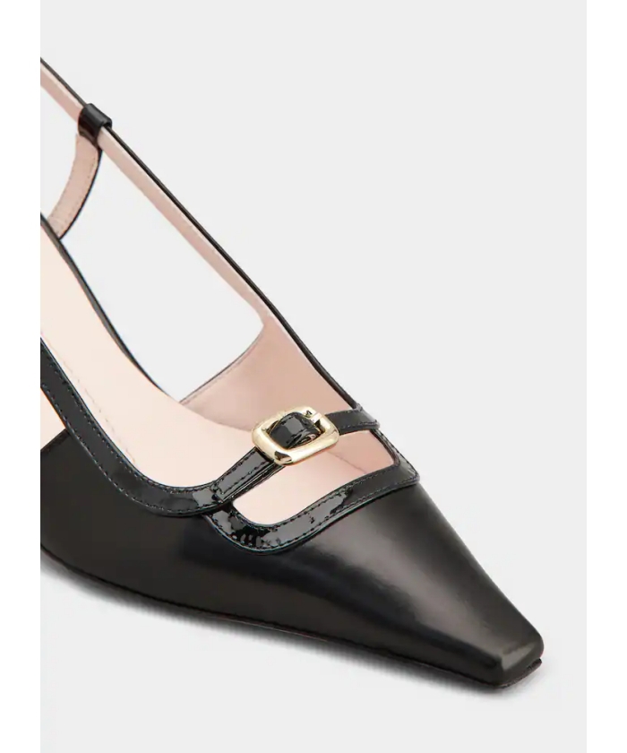パリ発【Roger Vivier】ヴィヴ カナール スリングバックパンプス ヴィヴ カナール レザー スリングバック パンプス(X24DC164