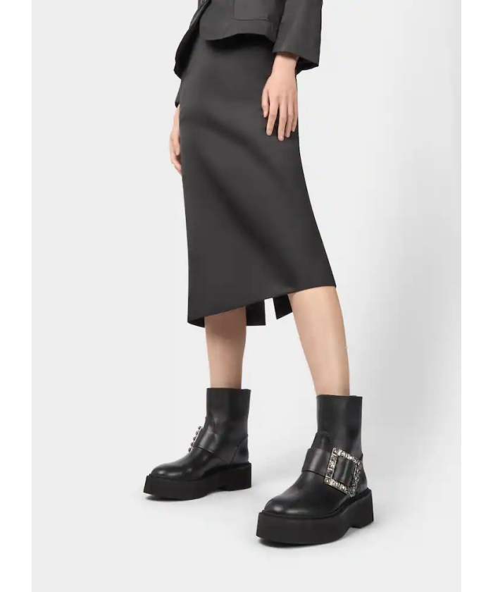 ROGER VIVIER VIV ヴィヴ レンジャー レザーバイカー ブーティ FW24】ヴィヴ レンジャー レザーバイカー ブーティ (Roger