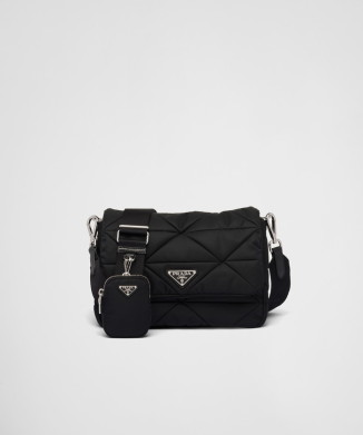 PRADA☆エメパドロック付ラージRe-Nylonxレザーショルダーバッグ プラダ エメ パドロック付 ラージ Re-Nylon xレザー ショルダー