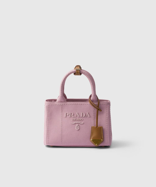 PRADA コットンキャンバス ミニハンドバッグ ピンク TU PRADA コットンキャンバス ミニハンドバッグ ピンク TU