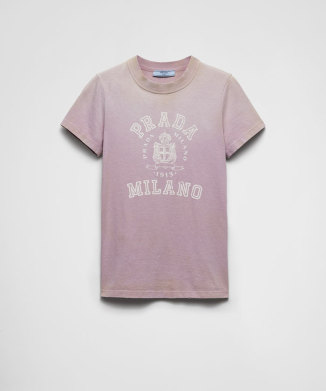 注目の新作♪【PRADA】長袖 ストライプ ライルコットン Tシャツ ダークブラウン／ダークグリーン ストライプ ライルコットン T
