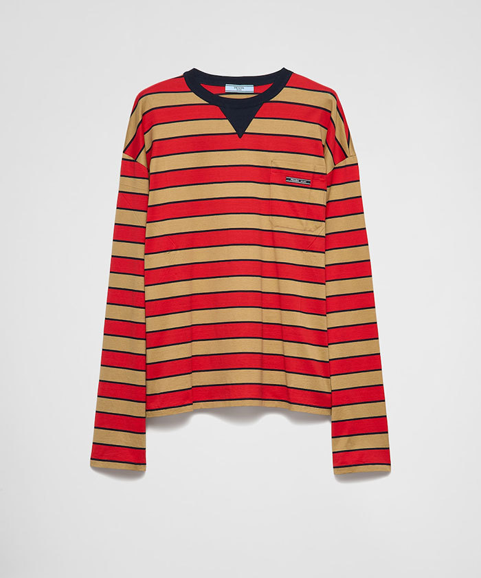 ★PRADA★ストライプ コットン Tシャツ PRADA】23SS ストライプ コットンTシャツ (PRADA/Tシャツ