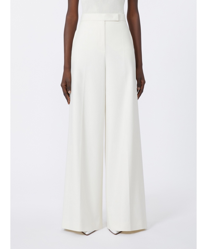 MaxMara フィニッシュ コットンワイドフィットパンツ♪ フィニッシュ] コットン ワイドフィット パンツ, ivory
