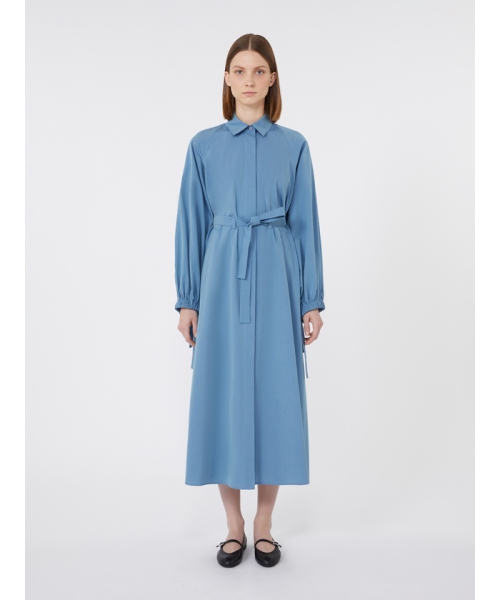 MaxMara ［ヴィアーレ］ピュア コットン タフタ シャツ ドレス BLUE JEANS 38